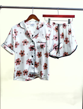 Satin Shorts PJ Set- Floral