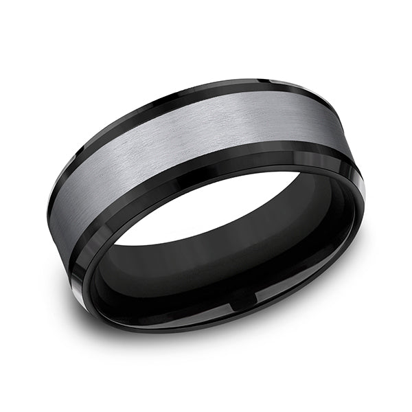 Grey Tantalum and Black Titanium ring in ring style Comfort-fit weddin –  Jewelry Artisans