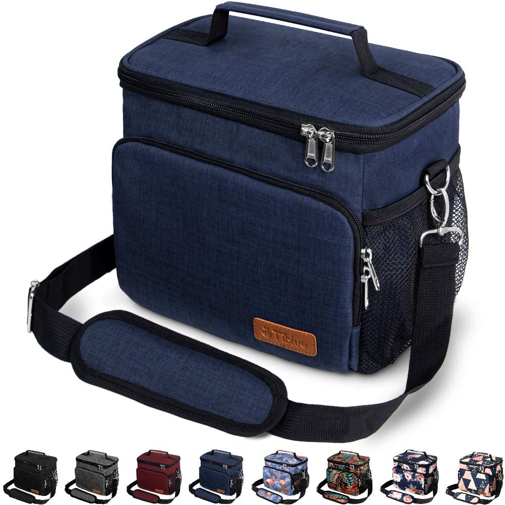 MIER Expandable Lunch Bag Insulated Lunch Box for Men Boys, Navy Blue