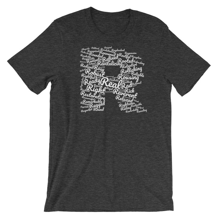 Positive words that start with R | Word cloud t-shirt – Boom Positive