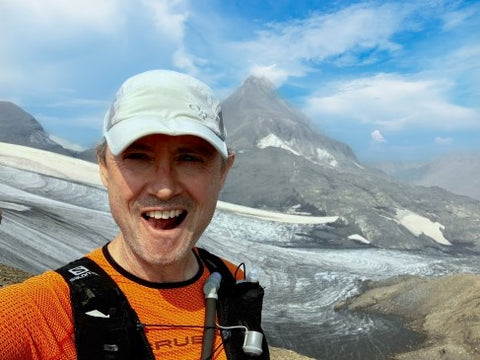 Simon at the Northover Ridge trail run in Peter Lougheed Provincial Park wearing Brubeck 3D Pro