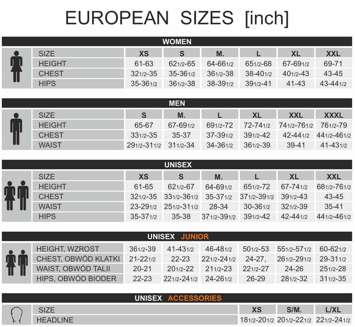 Brubeck Body Guard Size Guide. As a company founded in Europe, our sizing fits snug. Check this chart to ensure you get the perfect fit