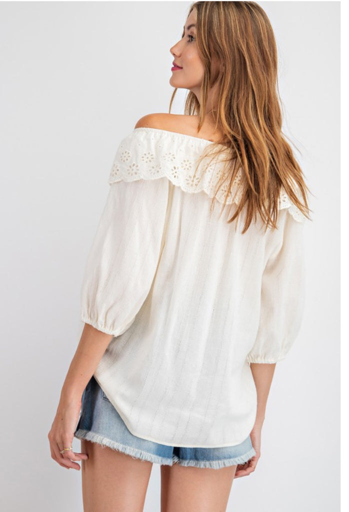 Off the shoulder cotton gauze top | My She Shed Boutique