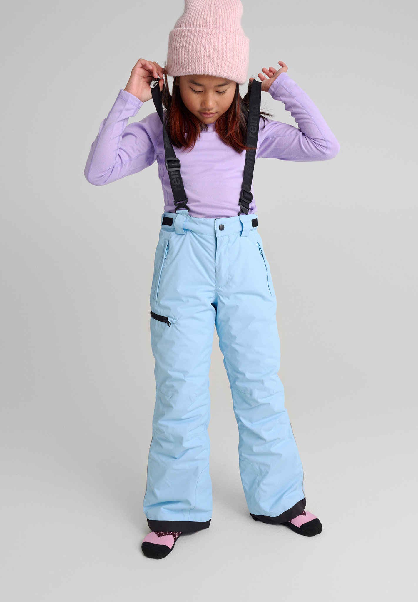 KIDS-GIRLS thermal leggings from warm cotton mix - blue, Trousers Jeans