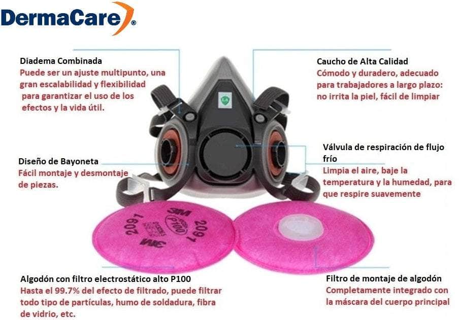 Respirador Media Cara Dermacare 6200 con Filtros 3M 2091 – MARINOS DEL GOLFO