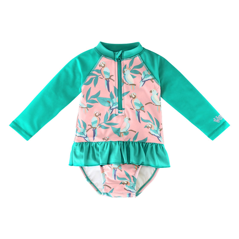 Baby Girl's Long-Sleeve Ruffled One-Piece Swimsuit – UV Skinz®