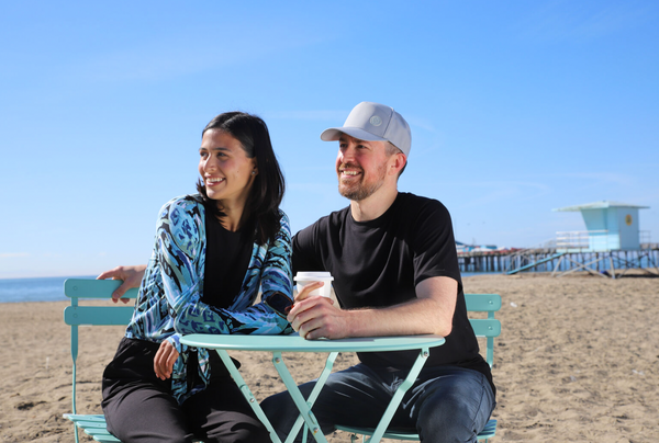 couple in UPF clothing in Capitola Village