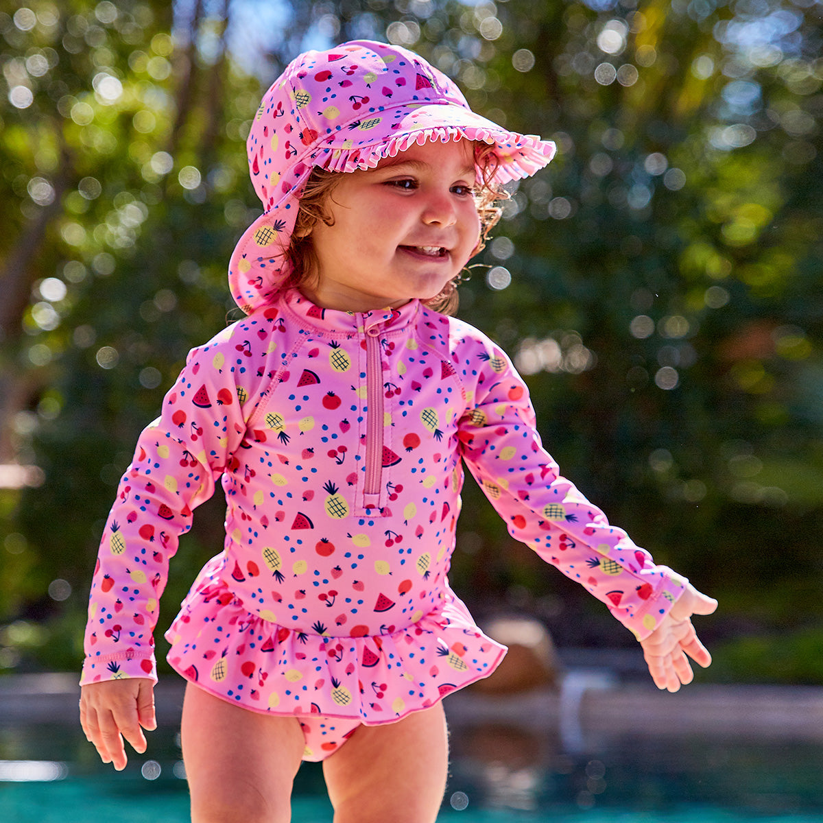 Baby Girl's Swim Hat with Neck Flap UV Skinz®