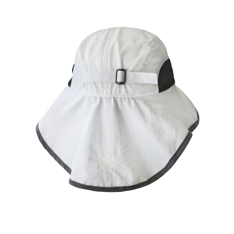 back of the wide brim sun shade hat in white steel grey|white-steel-grey