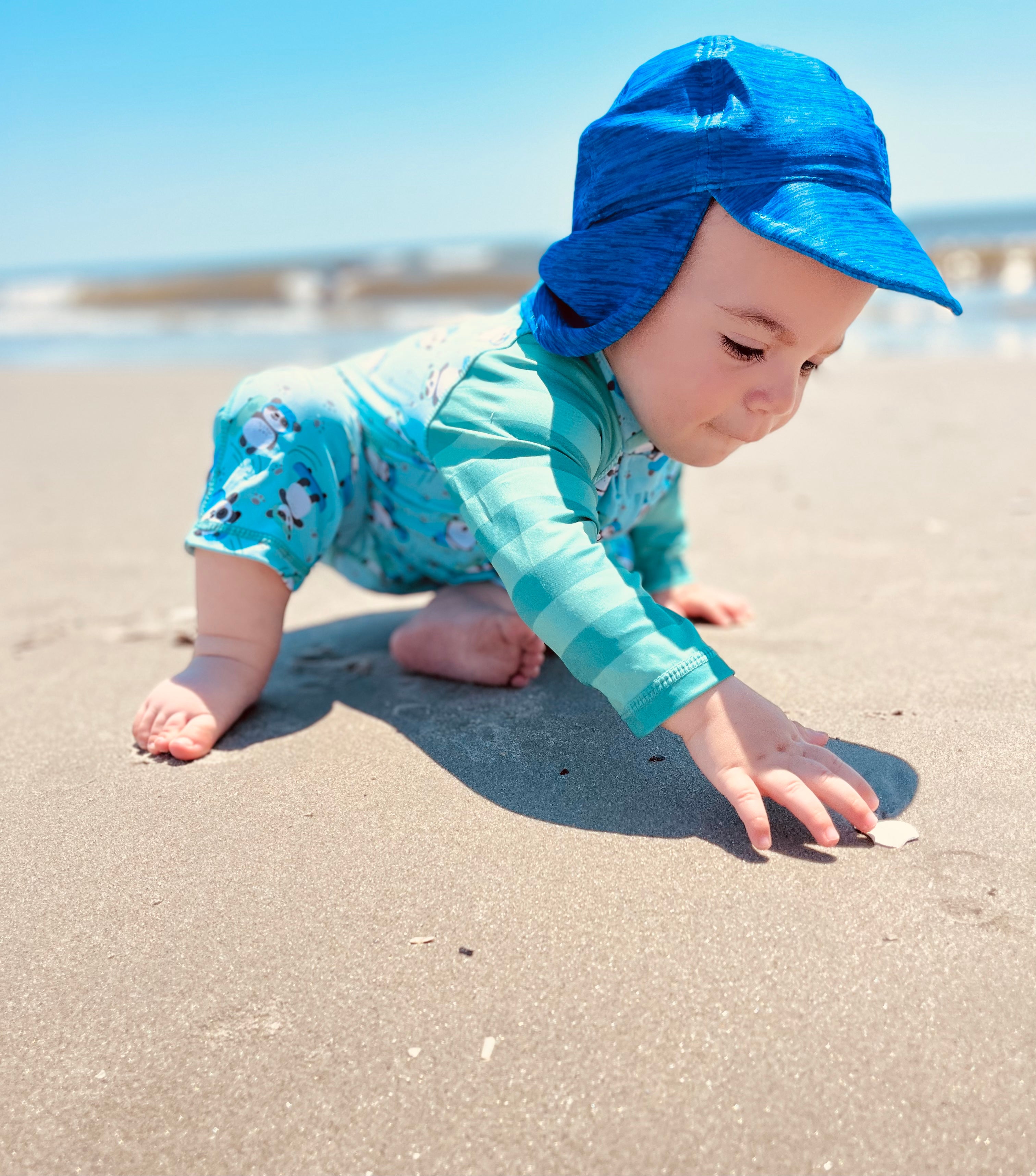 UV Skinz UPF 50+ | Baby Boy's Swim Hat with Neck Flap | Certified UPF 50+