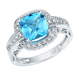 STYLE#4738 DIAMONDS/BLUE TOPAZ OR AMY GEMSTONE FASHION RING