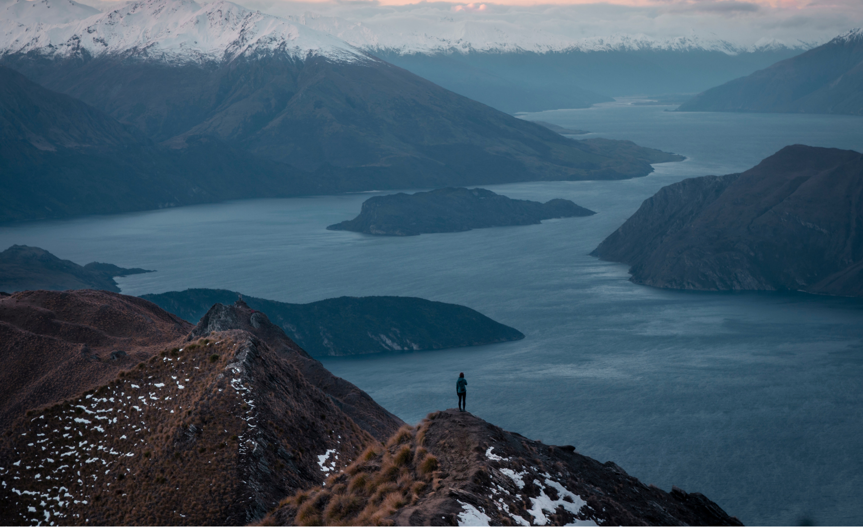 Travelers on top of a mountain