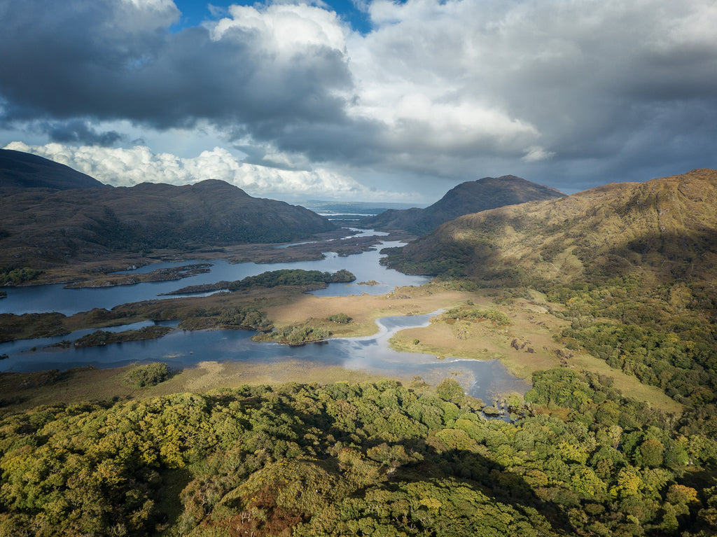 Elevated view of landscape from a drone