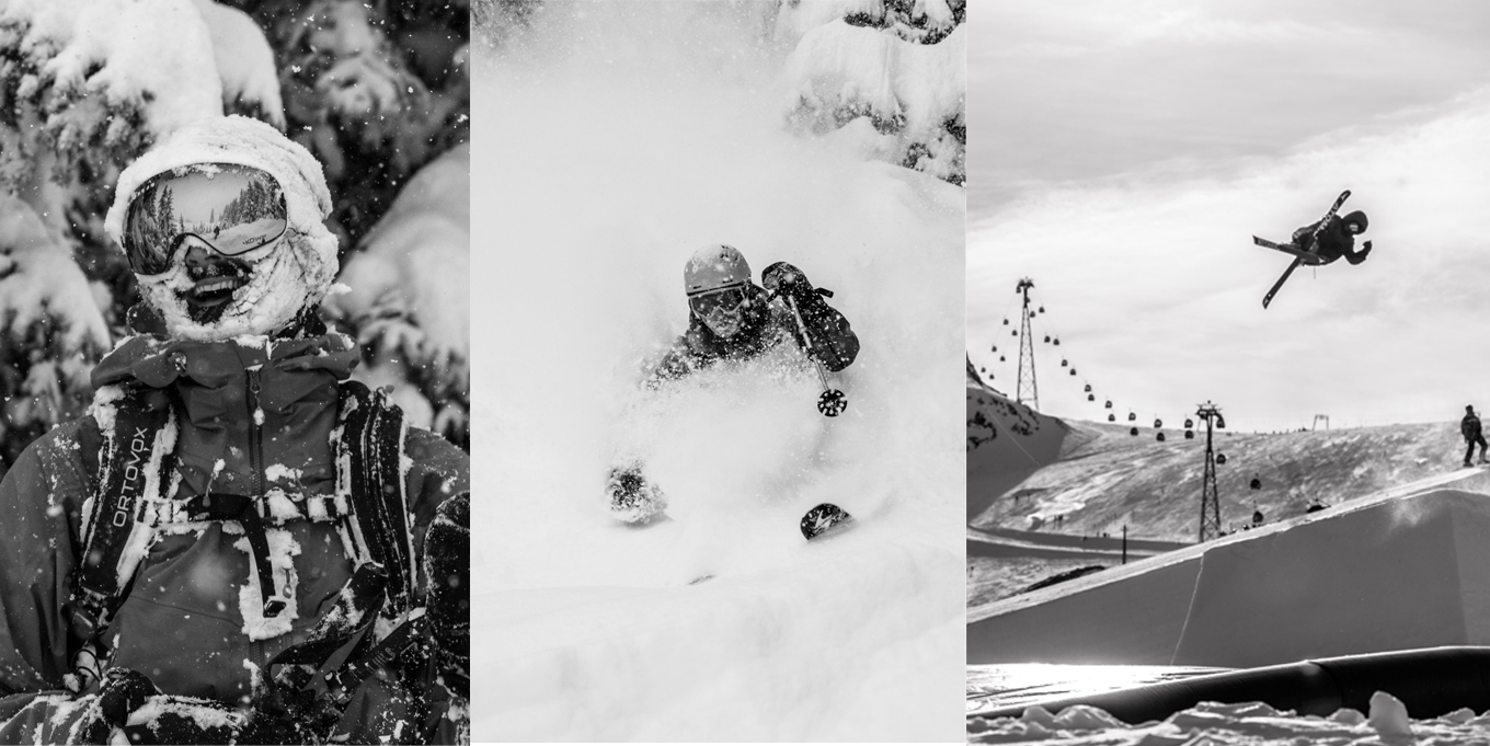 skier with snowy beard