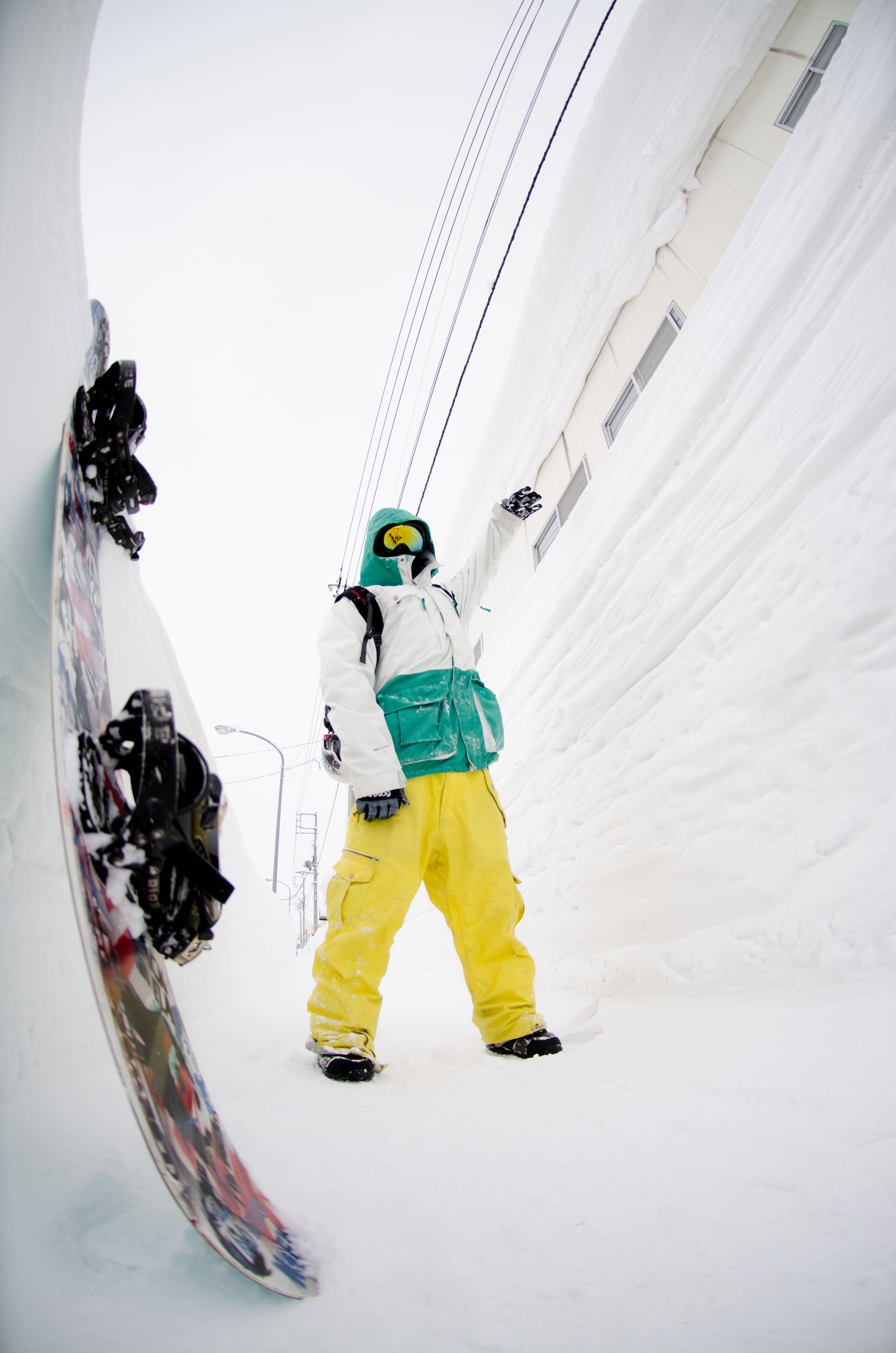 snowboarder standing outside