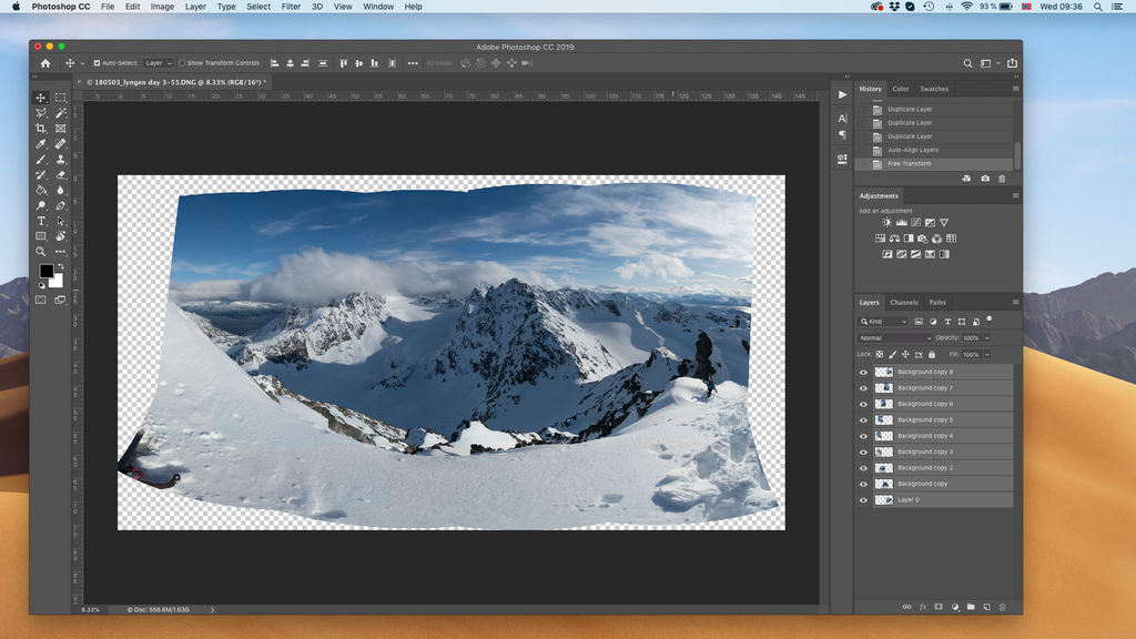 Fusion des photos panorama dans Photoshop