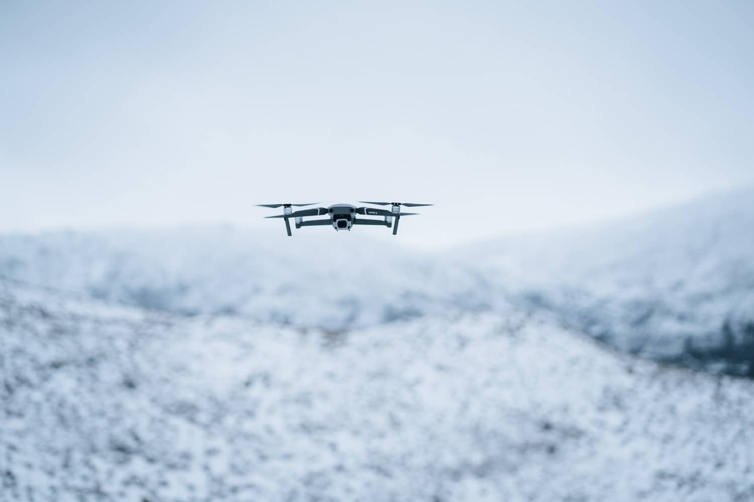drone in the air in winter