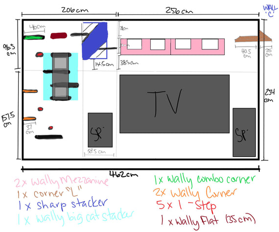 Custom Full House Catification Project - Wall C sketch