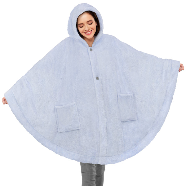 PAVILIA Angel Wrap Hooded Blanket, Wearable Blanket Women, Cozy Poncho Wrap  Throw for Adult, Plush Sherpa Fleece Cape Shawl : : Home