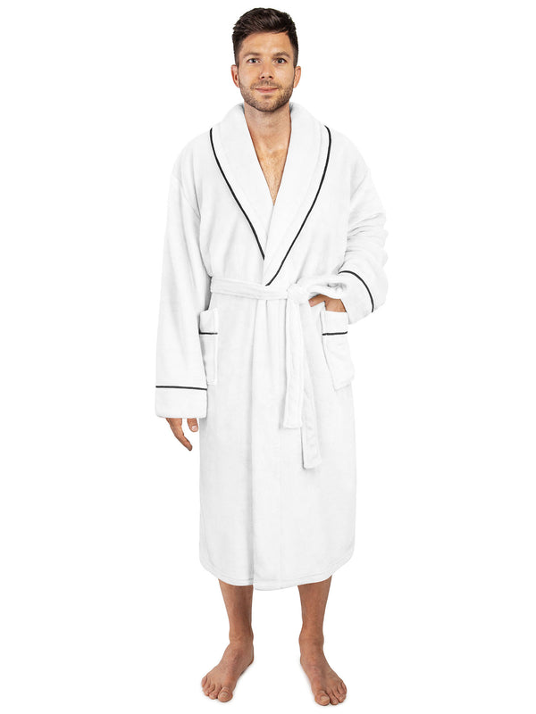 Pavilia Men's Sherpa Fluffy Robe (Black, L/XL)