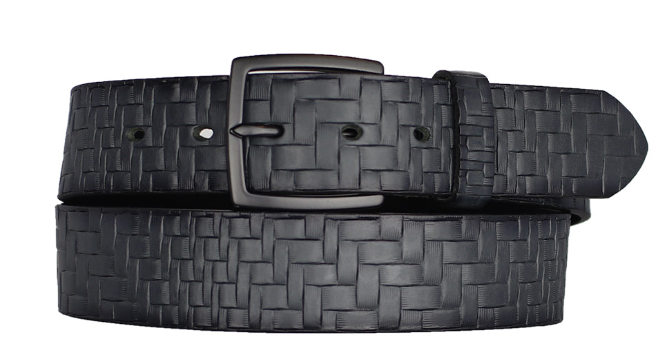 ALBERTO TEXTURED LEATHER BELT CHARCOAL