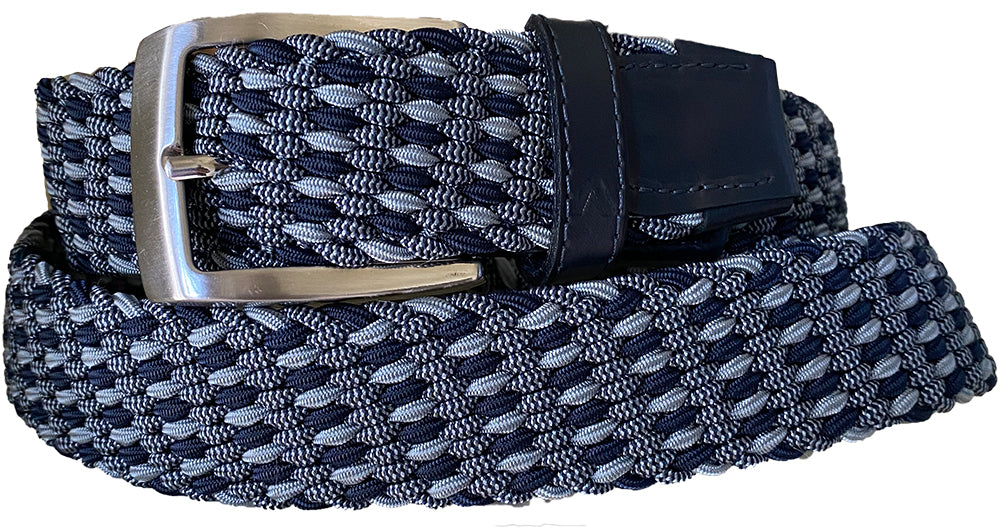 ALBERTO BRAIDED MULTICOLR BELT NAVY/GREY