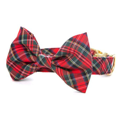 Holiday Gift Guide for Dogs The Foggy Dog Red Tartan Plaid Bowtie collar set Patchwork Pet dog blog 