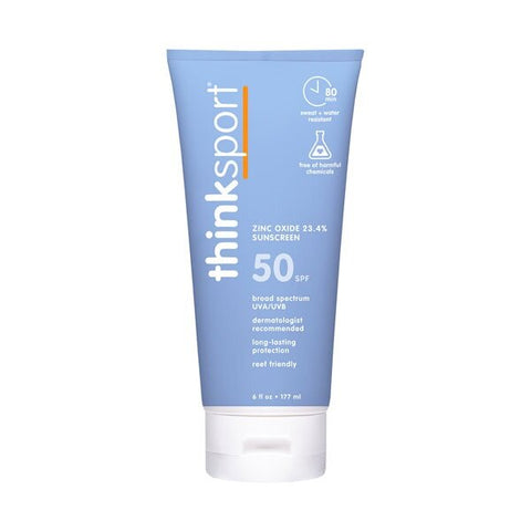 sunscreen spf 50 in blue bottle for active adults
