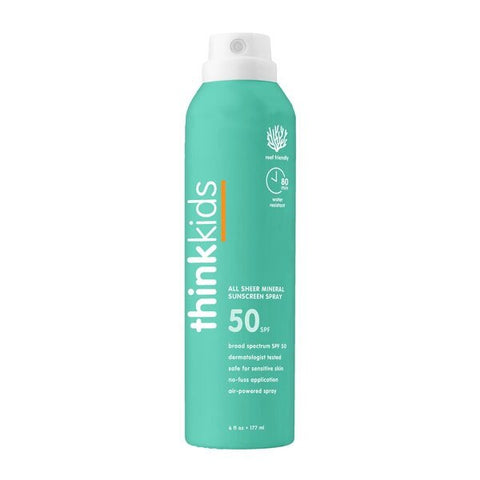 green sunscreen spray bottle of thinkkids sunscreen spf 30