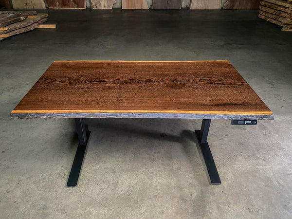 Wenge sit-to-stand desk. Custom made by CS Woods