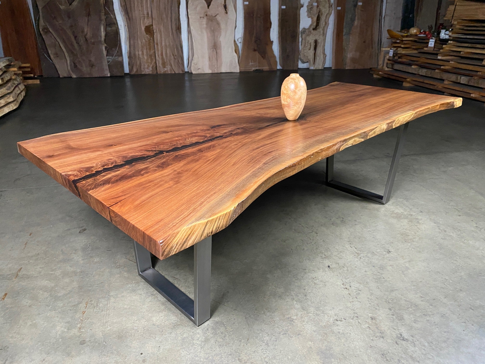 American Single Slab Black Walnut Dining Table Collectors Specialty Woods