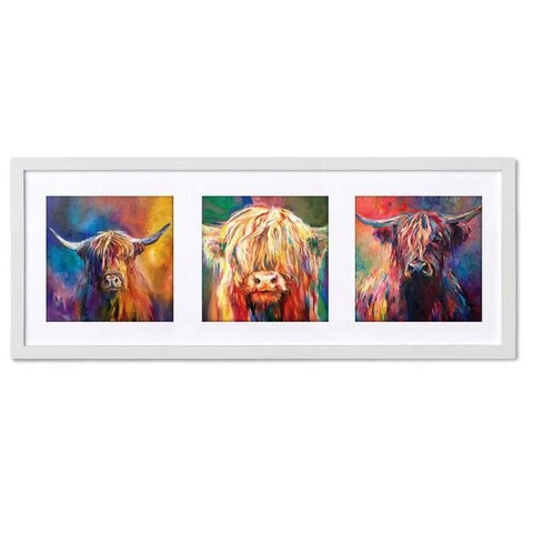 Highland Cow Trio Triptych Framed Prints