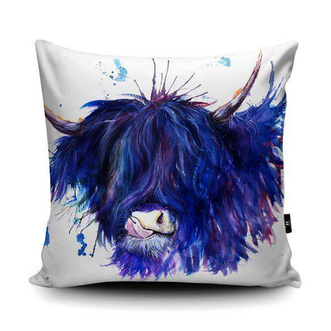 Splatter Highland Cow Vegan Suede Cushion