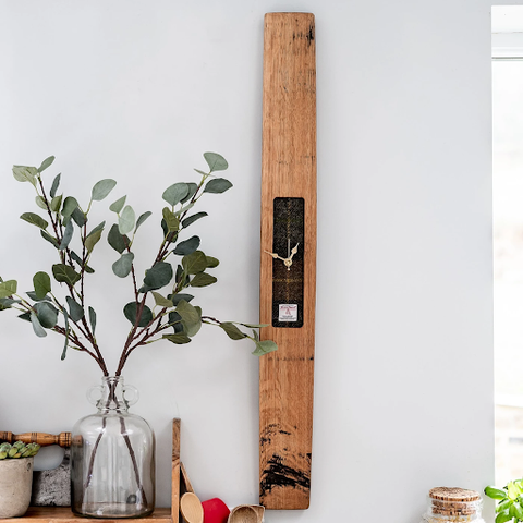 Whisky Barrel Stave Wall Clock With Harris Tweed