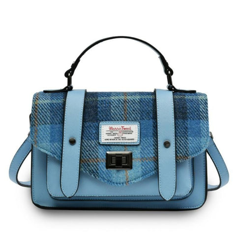 Blue Tartan Harris Tweed Satchel style handbag