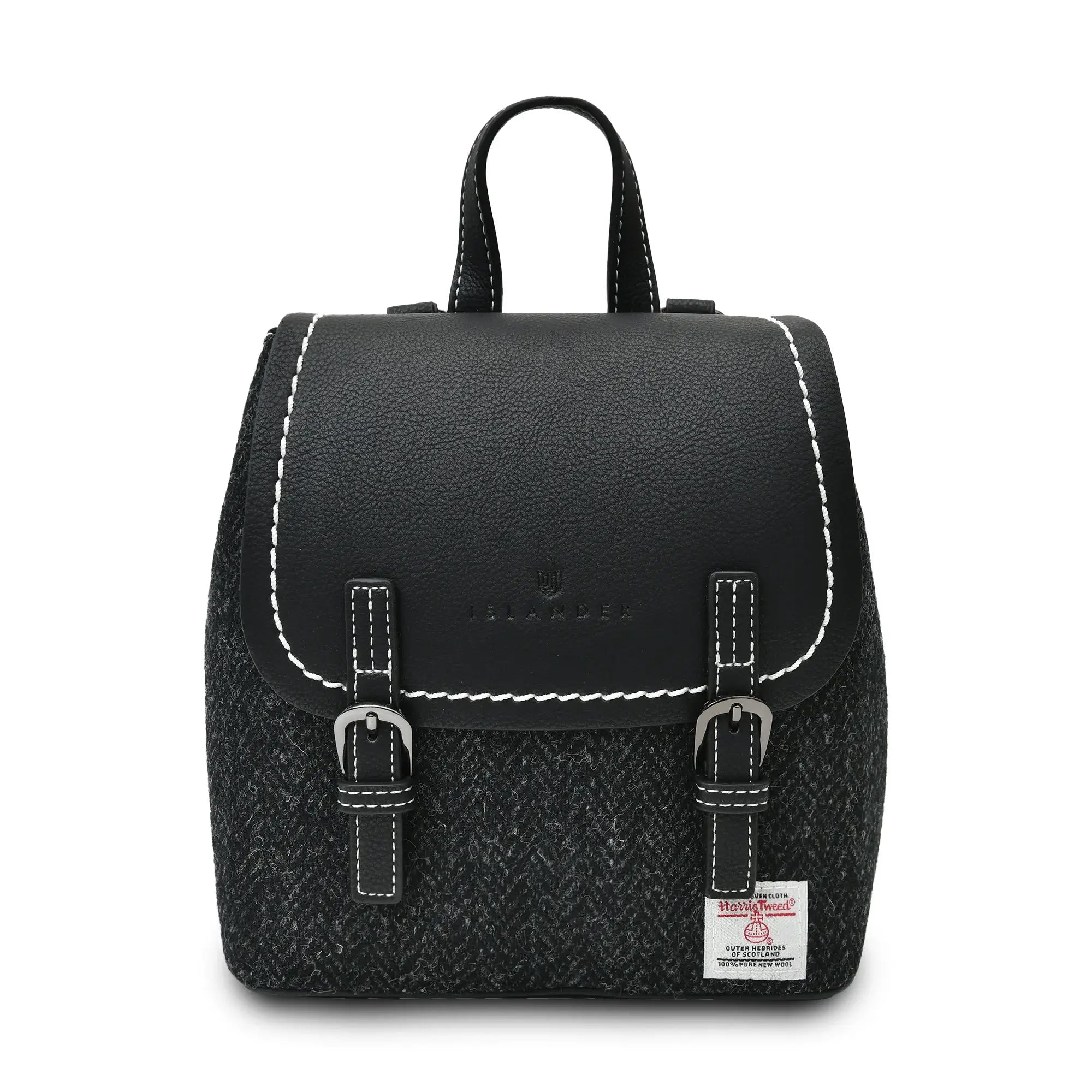 Image of Black Herringbone Jura Backpacks with Harris Tweed® | Size: Medium
