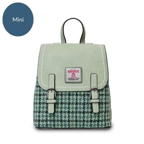 Image of Green Dogtooth Jura Backpack with Harris Tweed® | Size: Mini