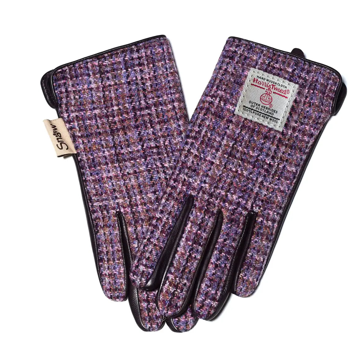 Image of Violet Dogtooth Ladies Gloves with Harris Tweed® | Size: Small