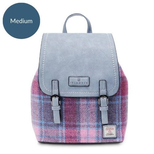 Image of Pink & Blue Tartan Backpacks with Harris Tweed® | Size: Medium