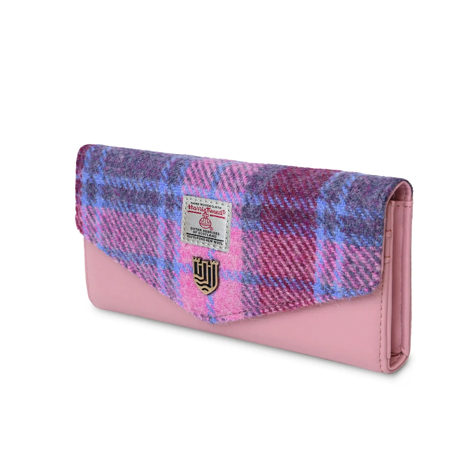 Image of Pink & Blue Tartan Large Clasp Purse with Harris Tweed®