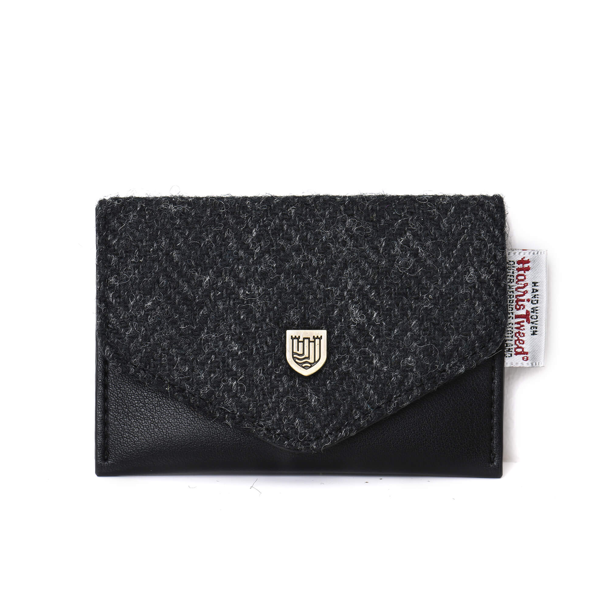 Image of Black Herringbone Card Holder with Harris Tweed®