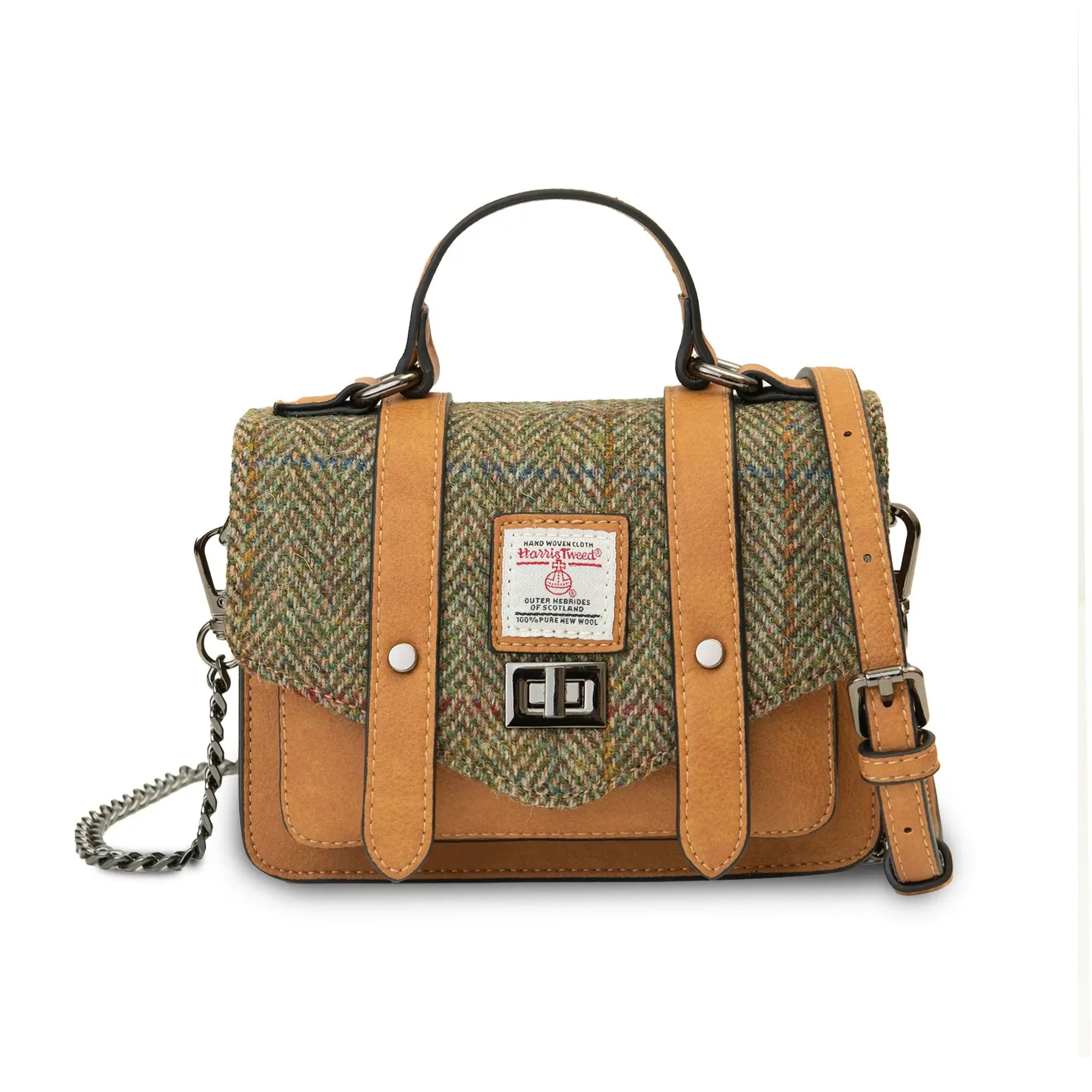 Image of Chestnut Herringbone Micro Satchel with Harris Tweed®