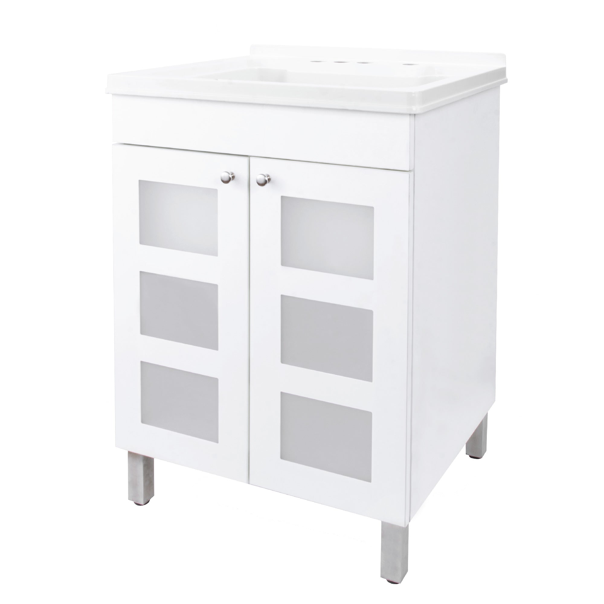 Tehila White Vanity Cabinet and White Utility Sink, No Supply Lines, No Strainer Basket - Utility product image