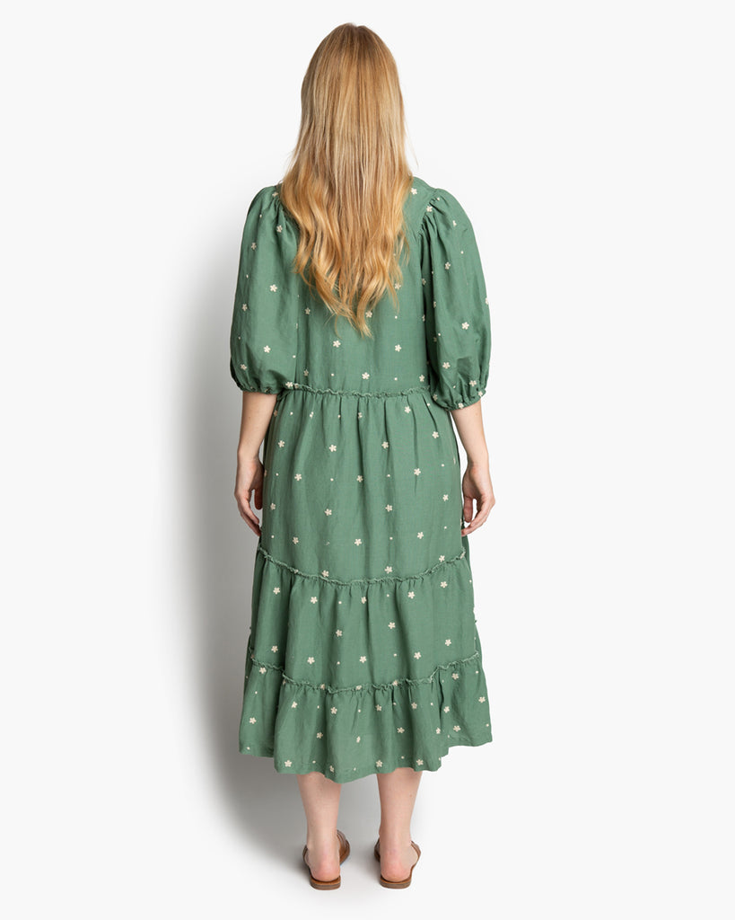 Women's Green Midi Dress with Sleeves | HarperSage– harpersage.com