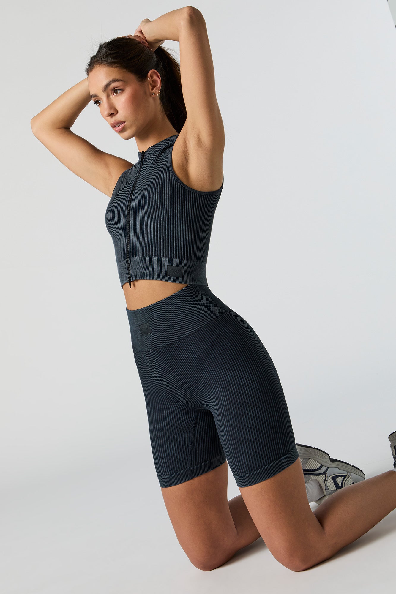 Sommer Ray Washed Seamless Ribbed Zip-Up Top – Charlotte Russe