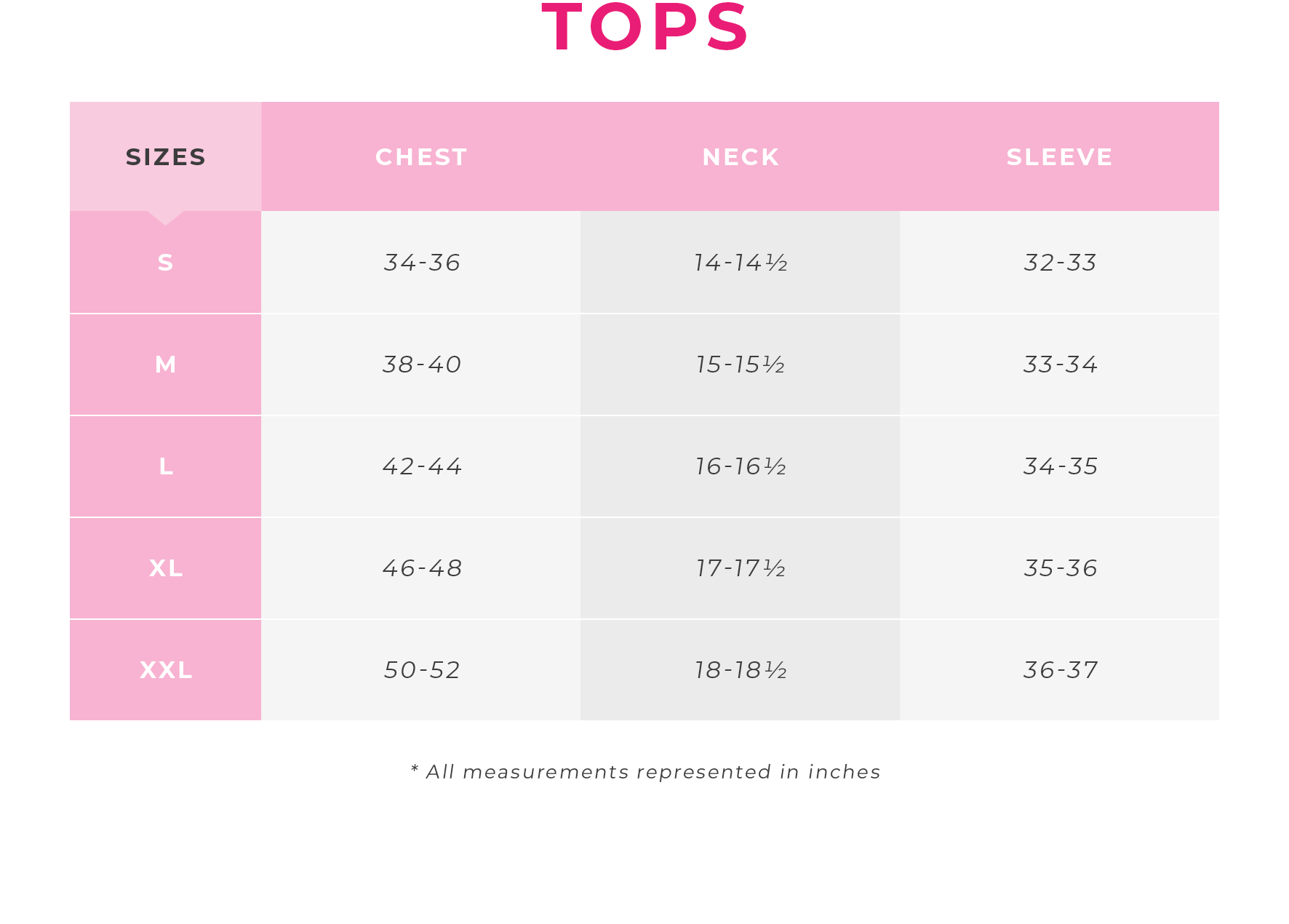 Charlotte Russe | Size Guide