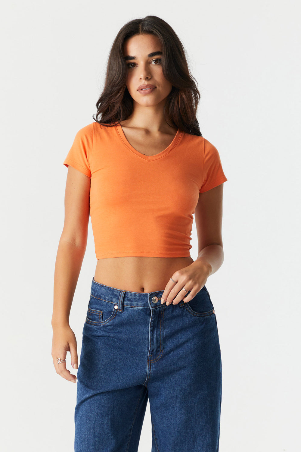 Crop V-Neck T-Shirt Charlotte