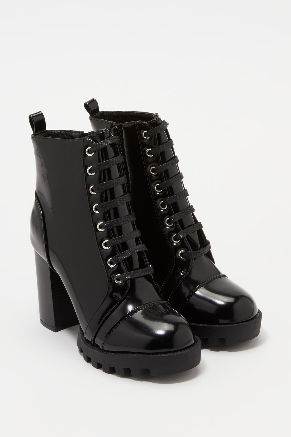 lace up block heel boot