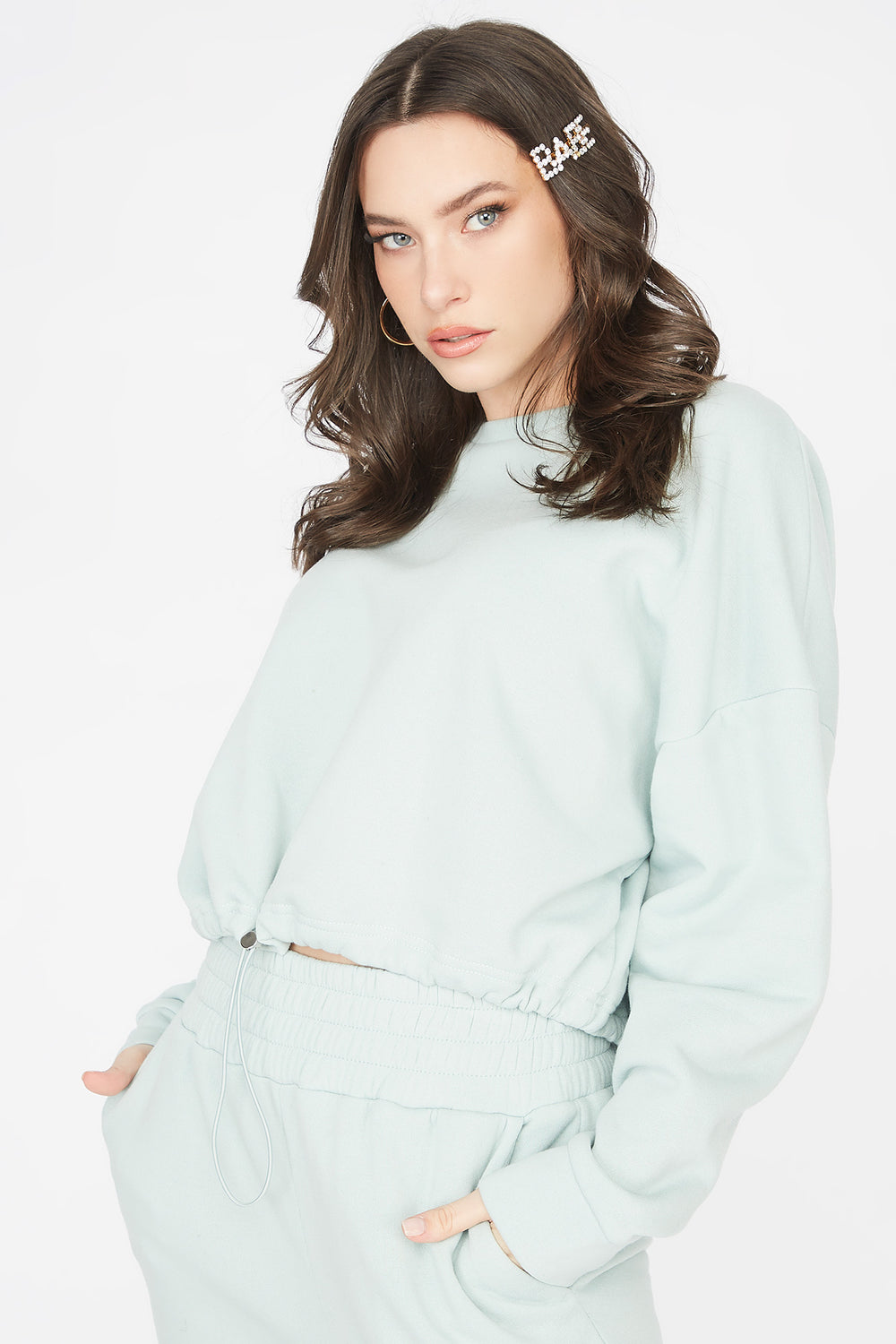 cropped hoodie with cinched waist