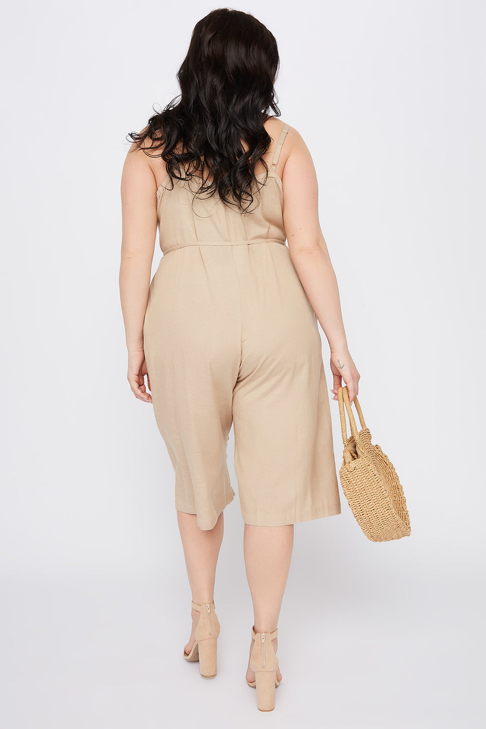 v neck culotte jumpsuit